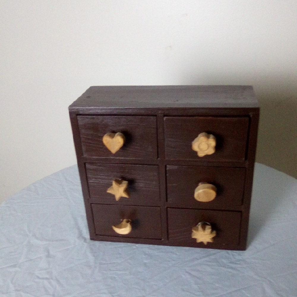 Wooden Mini Drawer Organizer - Brown and Tan 9" Length 10" Width For Jewelry